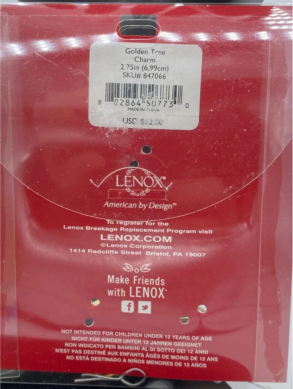 LENOX Polished Brass Christmas Tree Holiday Charm Ornament New in Package